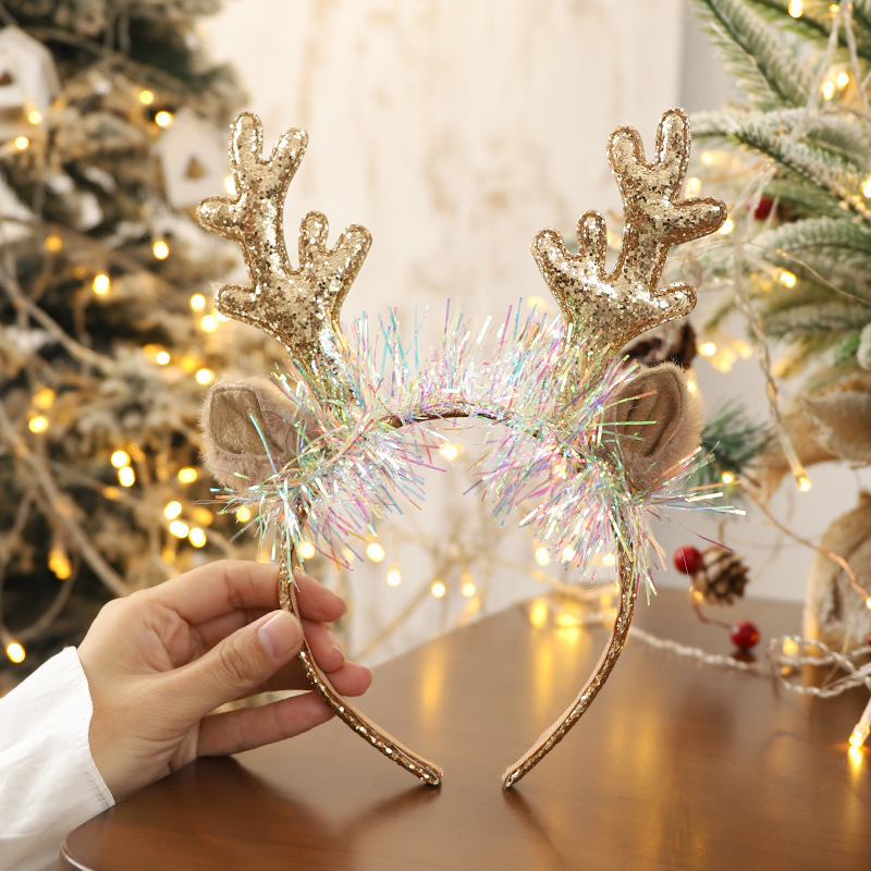 クリスマスの赤いスパンコール鹿の角のカチューシャ|undefined