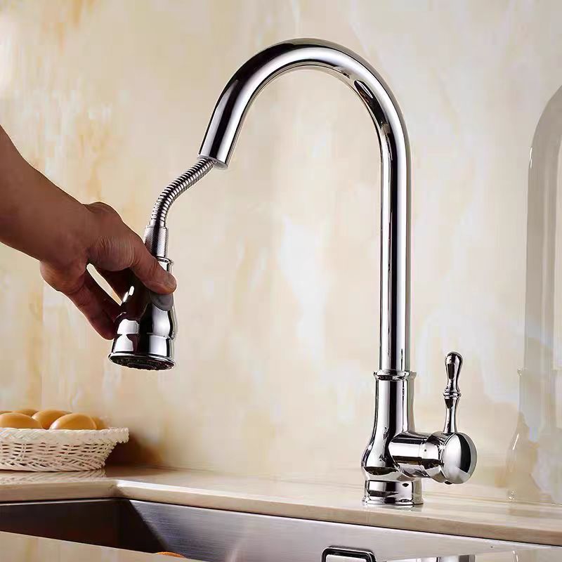 Grifo Extraíble de Cocina Retro de Cobre, Mezclador de Agua Fría y Caliente, para Cocina image 19