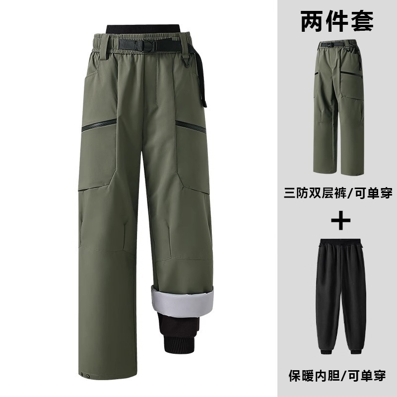 アウトドア3in1テフロン加工ジャケットパンツ 男女兼用 ソフトシェルパンツ 防風防水保温 3WAYスキーパンツ ワークパンツ|undefined