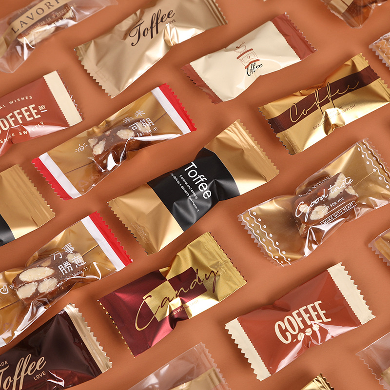 海盐杏仁toffee太妃糖包装袋烘焙透明咖啡糖牛轧糖小糖果机封袋