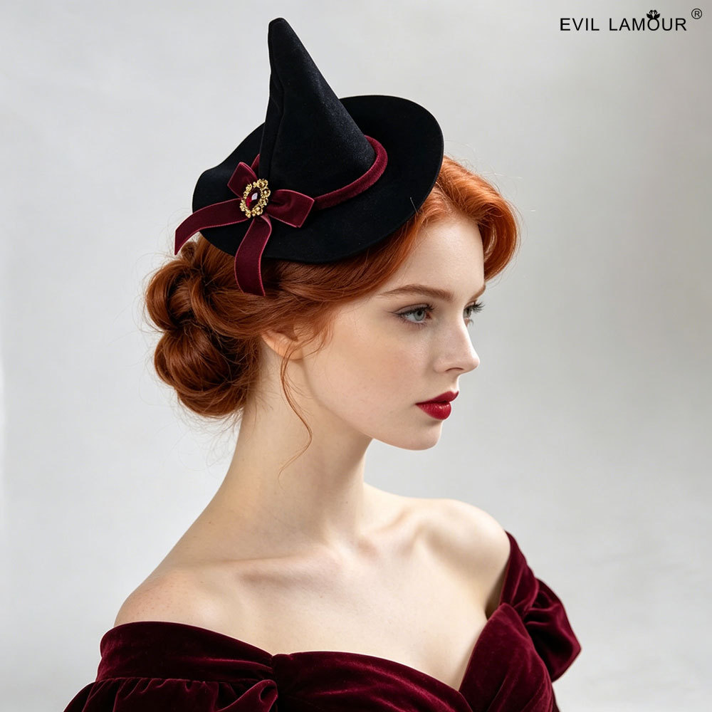 Magic Wizard Hat with Bow, Small Top Hat, Witch Party Props, Holiday Halloween Accessories Fj-59-1
