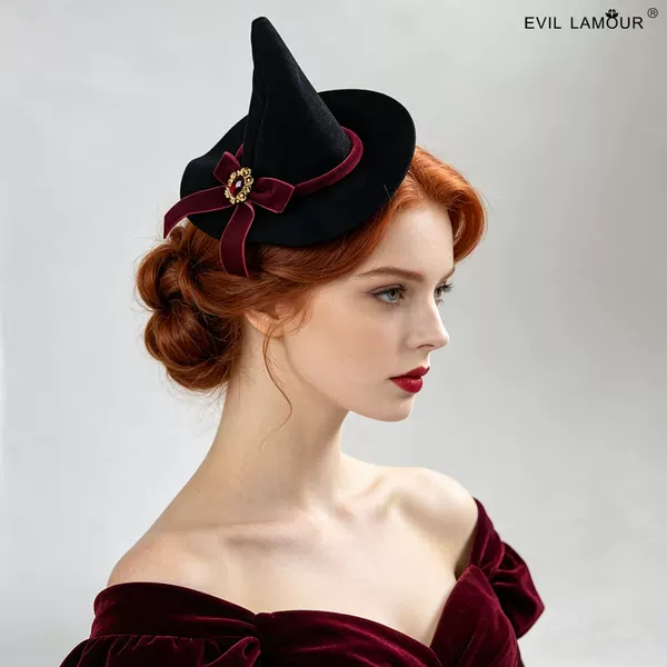 Magic Wizard Hat with Bow, Small Top Hat, Witch Party Props, Holiday Halloween Accessories Fj-59-1
