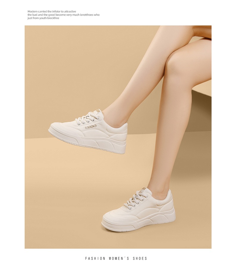 Weiße Damen Freizeitschuhe Mit Plateau Weiche Sohle Sneaker_voghion.com