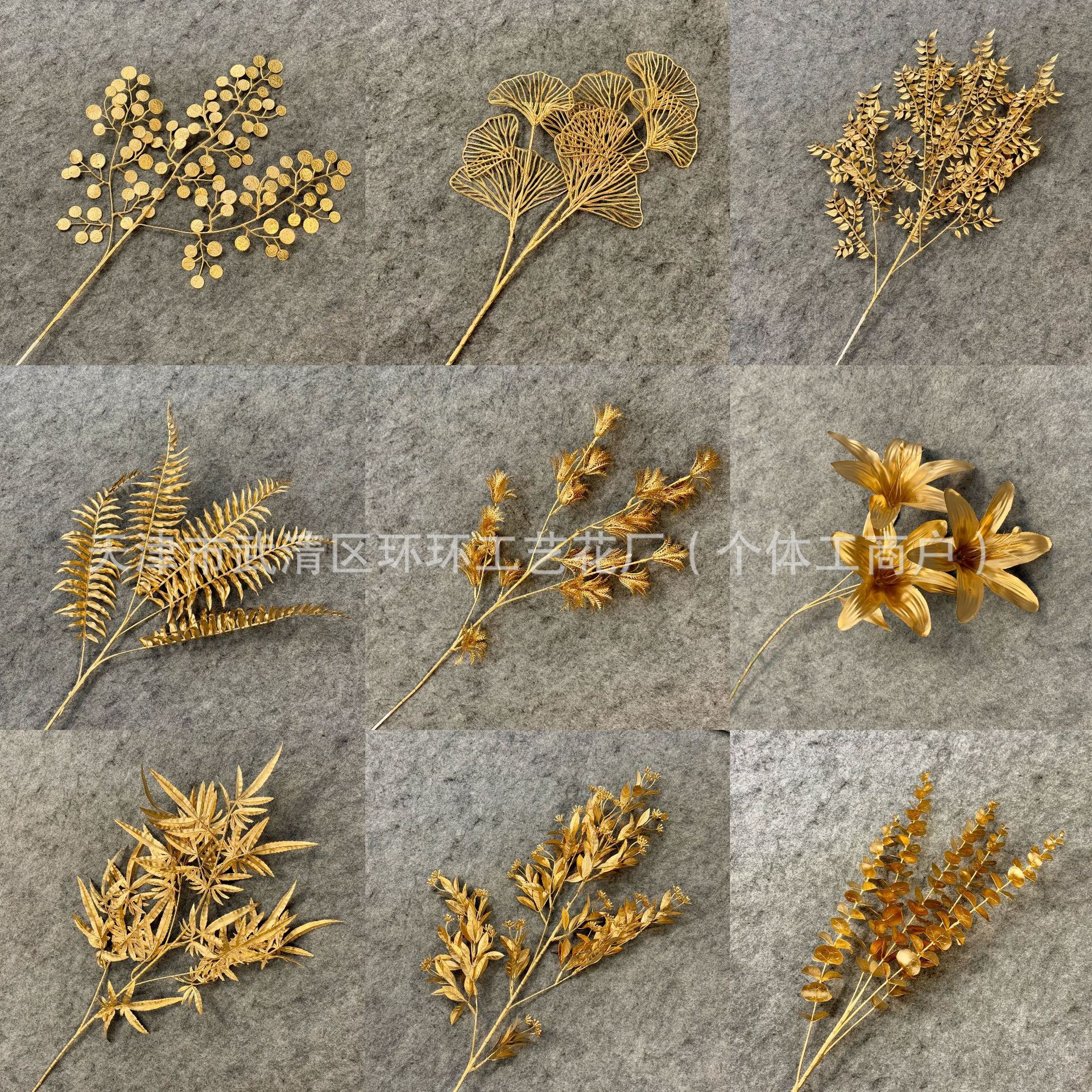 Golden Lucky Bucket Flower Arrangement Wedding Home Decoration Artificial Flower Eucalyptus Decorative Accessories