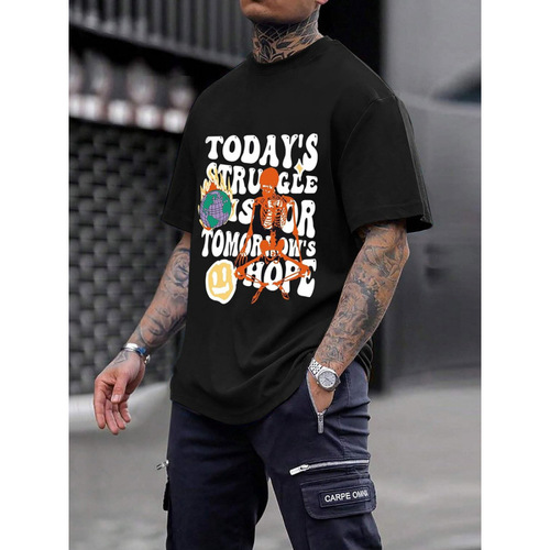 Bealin Mens Graphic Tees Oversized Creative Graffiti Short S