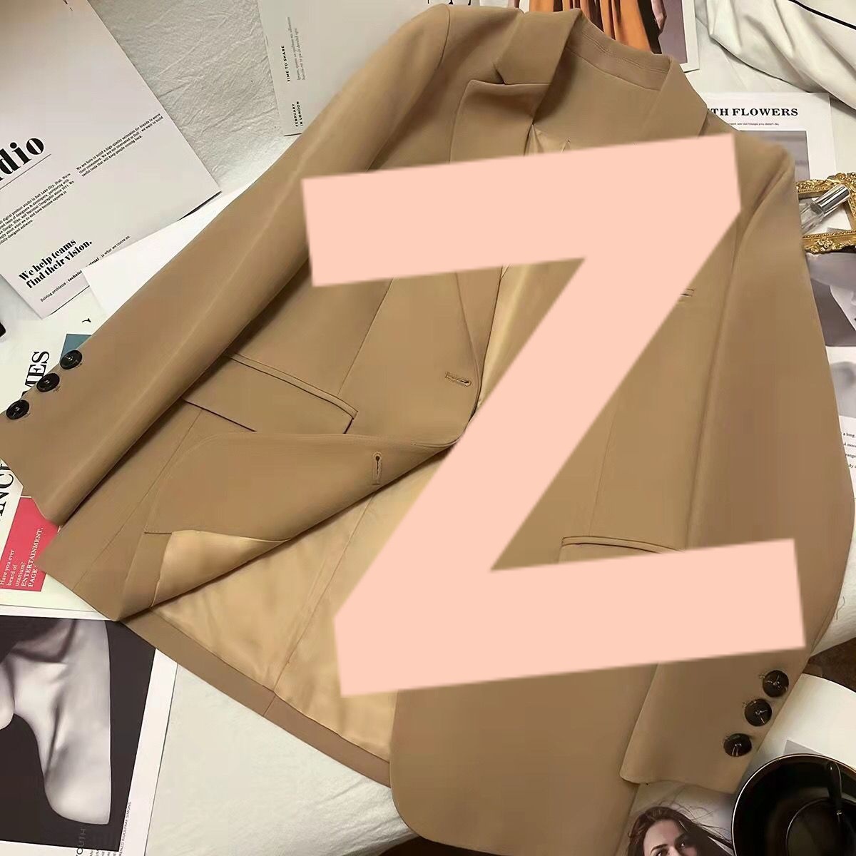 新款中长款韩版单排扣2025热秋卡其色常规西装外套速卖通工厂直发