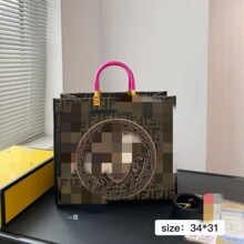 F家新款单肩手提包女2025新款欧美复古小众玳瑁手柄托特包大容量