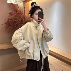 欧货立领工装风外套女2025秋季新款宽松百搭时尚休闲减龄夹克上衣