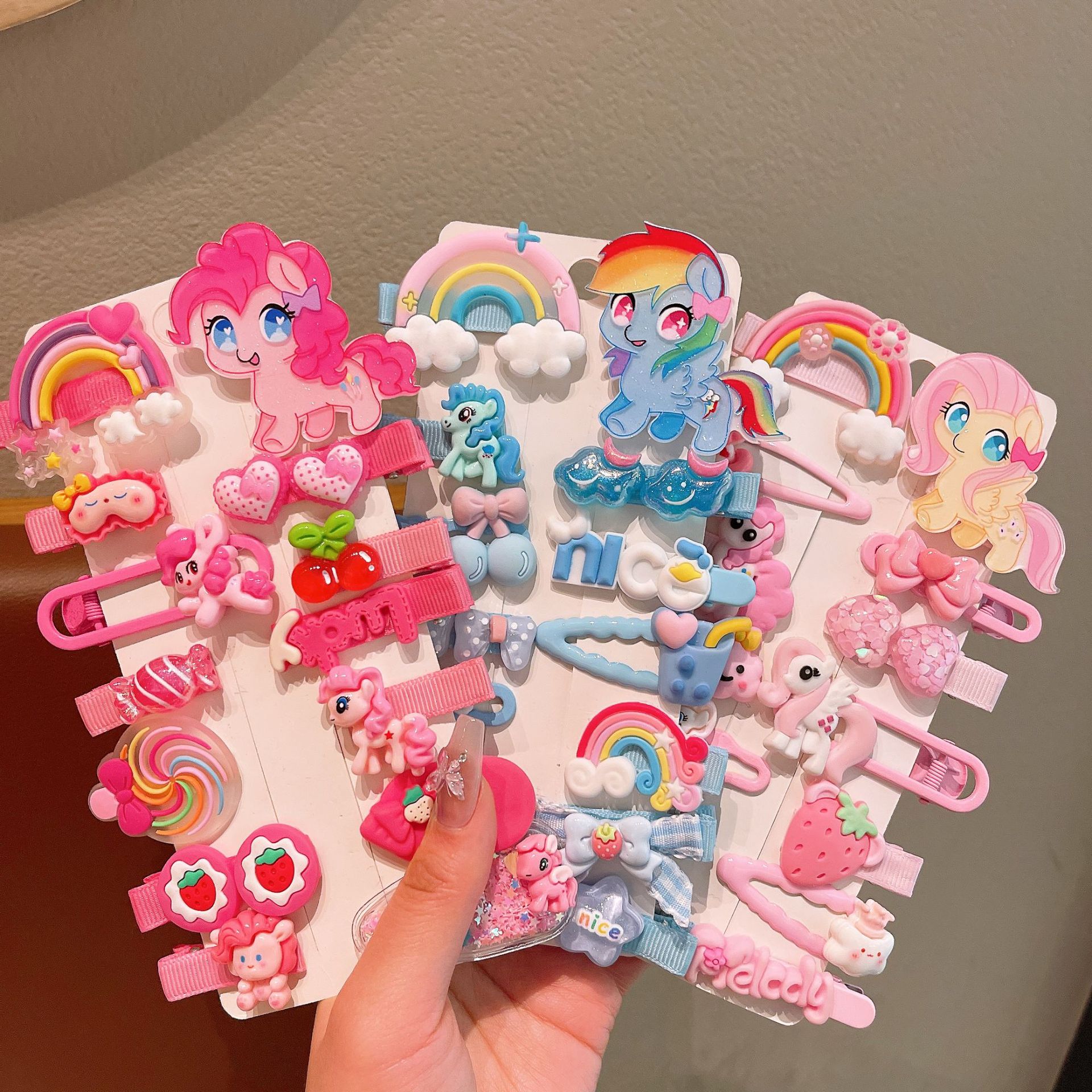 Niños de dibujos animados pony lindos pinzas de cabello niñas paoli pinzas de cabello niñas pinzas de cabello rotas para estudiantes set de pinzas de cabello BB