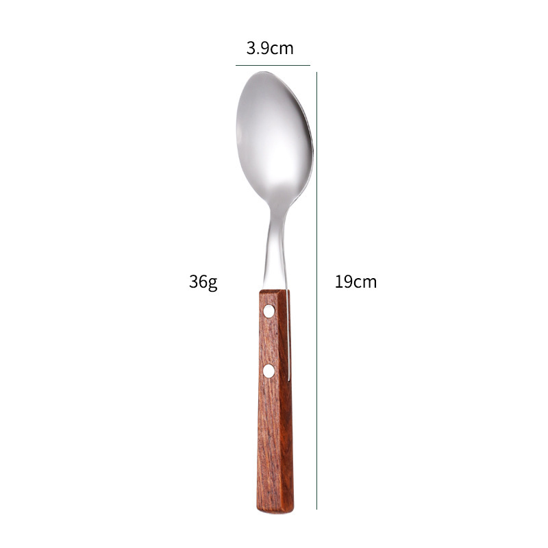 Transfronterizo Amazon 304 flores de madera de pera cubiertos de acero inoxidable mango de madera sólida cuchillo y tenedor cuchara set hotel hogar cuchillo y tenedor