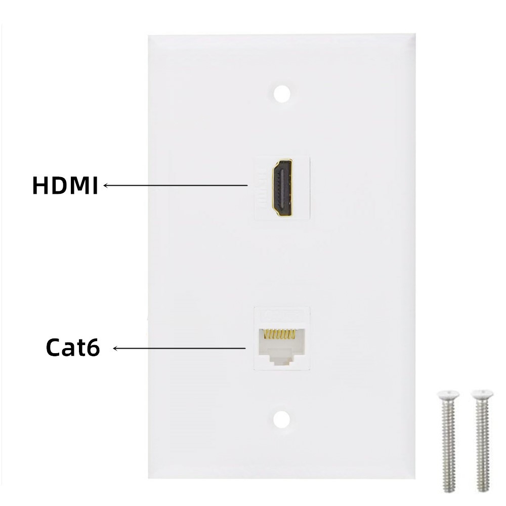 2口多媒体信息面板HDMI以太网壁板RJ45 Cat6 Keystone孔 HDMI母母