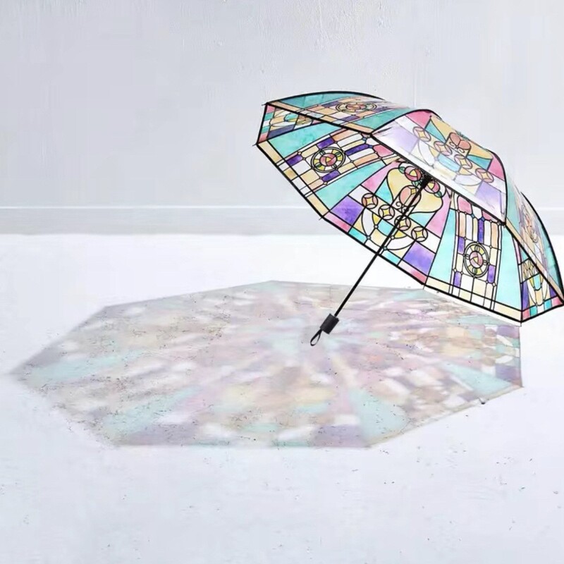 Umbrella automatic wholesale Japan 23 inch church glass umbrella transparent POE straight pole long handle sunny umbrella pattern Umbrella automatic wholesale Japan 23 inch church glass umbrella transparent POE straight pole long handle sunny umbrella pattern