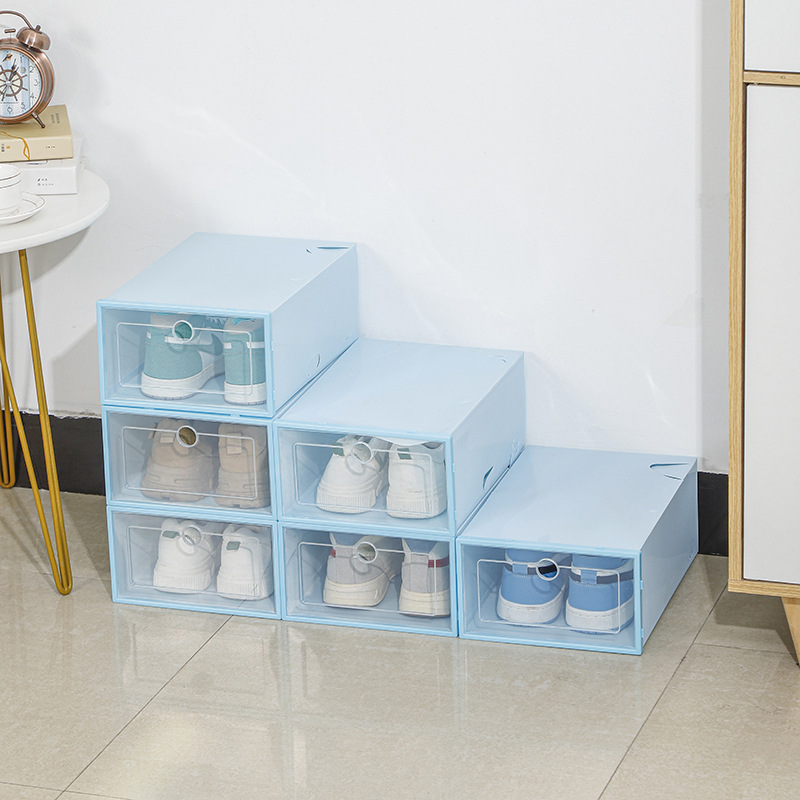 现货加厚客厅卧室透明展示盒鞋柜鞋子收鞋子收纳盒鞋箱防尘盒批发