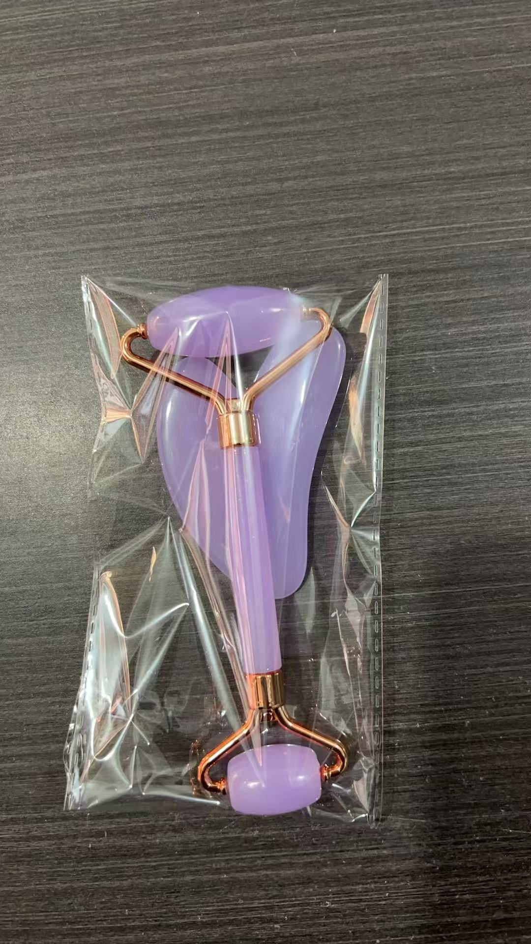 Masaje de rodillos de cristal de polvo conjunto de masaje no jade doble cabeza varilla de masaje facial placa de belleza facial doble cabeza varilla manual