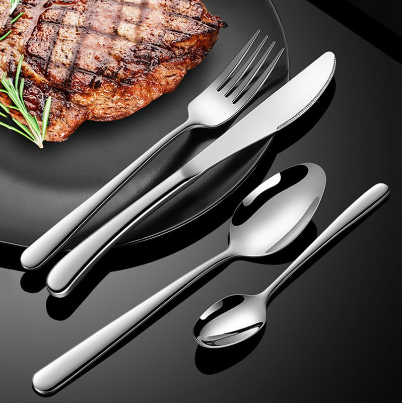 Elegant 304 Stainless Steel Cutlery Knife, Fork, Spoon Steak Set Series Hotel Western Food Coffee Dessert Spoon Thickened