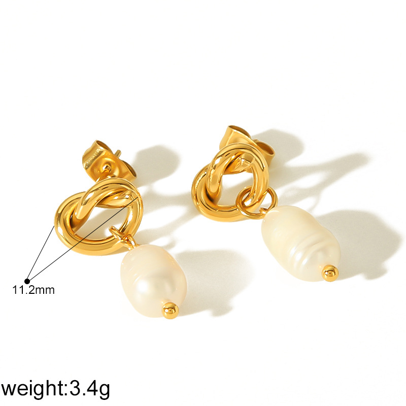 Nicho europeo y americano exagerado diseño mariposa pendientes de perlas pendientes de oro de 18k para mujeres simple joyas de orejas de acero inoxidable