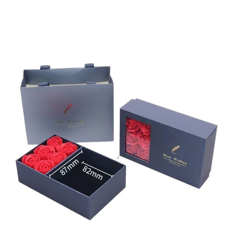 Caja de regalo de rosas + bolsa de regalo; 7 * 7 * 3.5cm