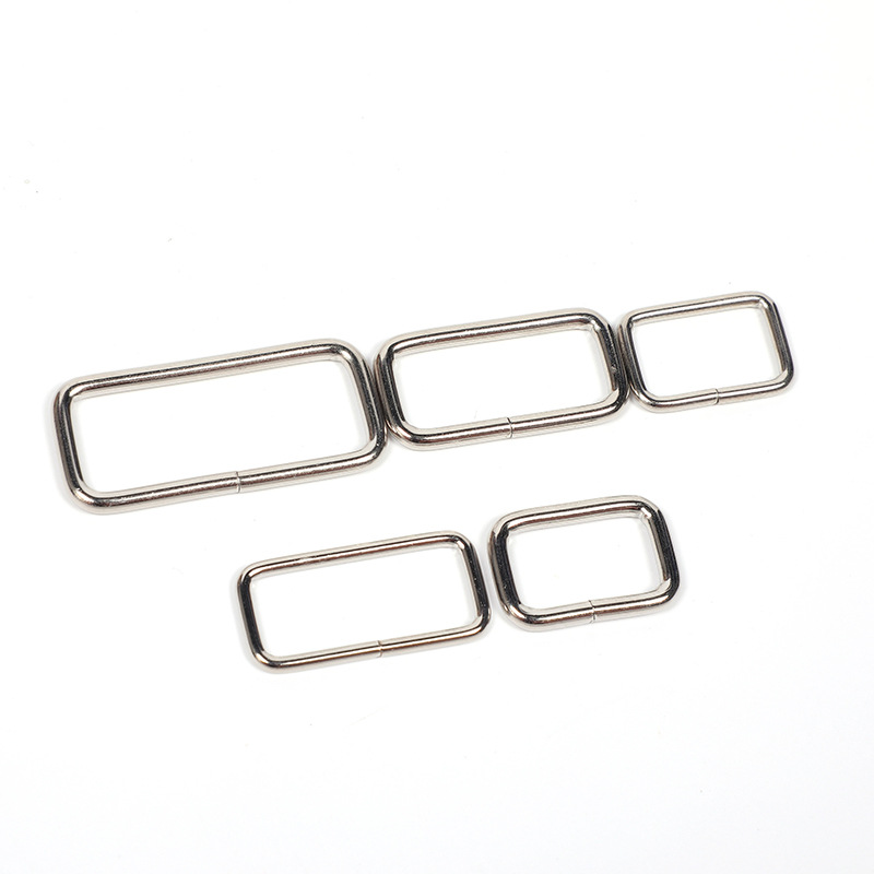 Punto al por mayor alambre de hierro metálico hebilla cuadrada equipaje accesorios de hardware hebilla cuadrada de conexión hebilla rectangular niquelada de hierro