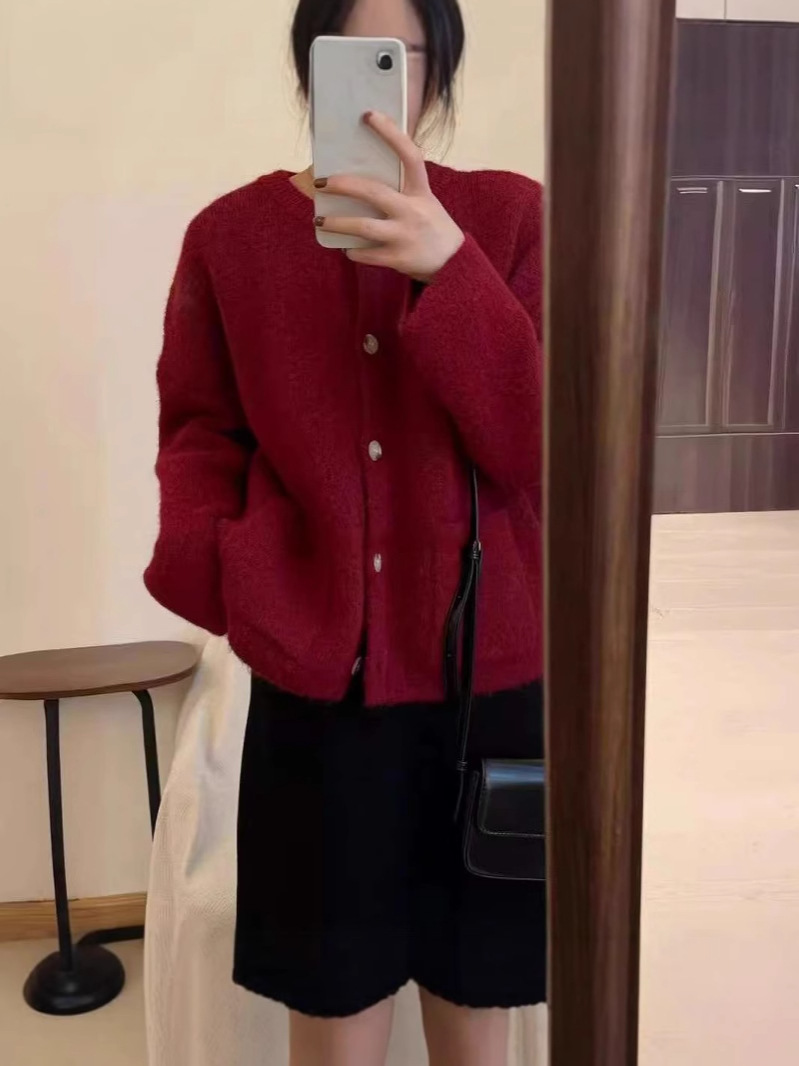 24 invierno Puyuan coreano de alta calidad suéter de cuello redondo para mujeres 2024 nuevo otoño y invierno