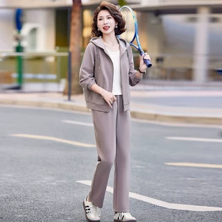 2025春秋新款中年妈妈运动服两件套时尚减龄妈妈女装休闲运动套装