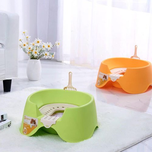 Cat squatting toilet litter box semi-enclosed open cat toilet anti-splash with cat litter scoop
