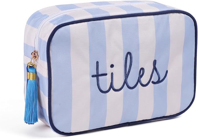 Amazon nueva bolsa de maquillaje a rayas bolsa de viaje bolsa de maquillaje de gran capacidad bolsa de mahjong bolsa portátil
