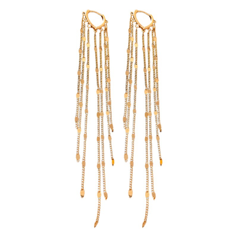 Cadena de lentejuelas de metal borla hebilla del oído europeo y americano estilo frío pendientes de metal moda pendientes personalizados para las mujeres al por mayor