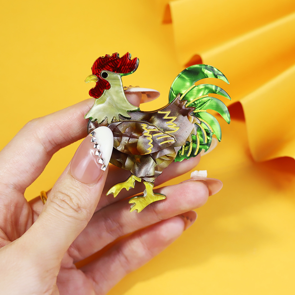 Cock Pattern Simple Style Classic Style Pin Cock Arylic Stoving Varnish Unisex Brooches