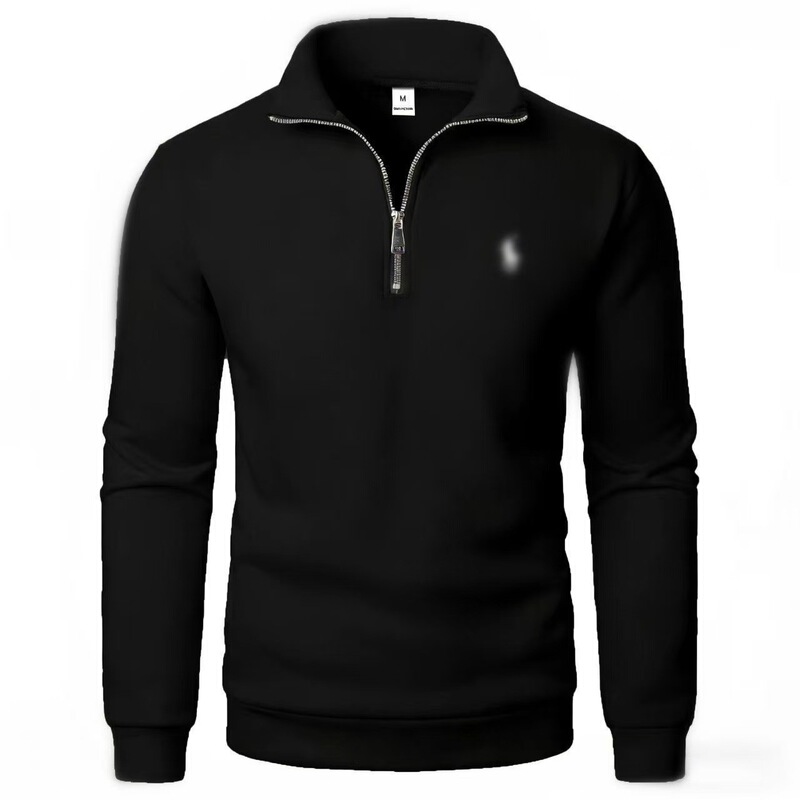 2025 Ribbed Ultra-Soft 460g Stand Collar Half-Zip Sweatshirt with Fleece, Oversized European Size, European and American Street Style 2025 Ribbed Ultra-Soft 460g Stand Collar Half-Zip Sweatshirt with Fleece, Oversized European Size, European and American Street Style