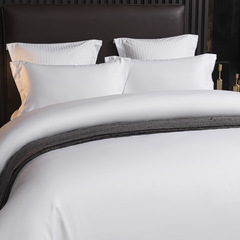 UG73星級酒店床單被套布草批發賓館民宿風純白床上用品四件套加厚