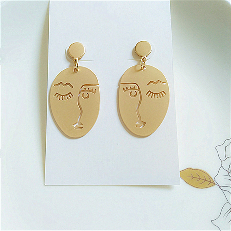 1 Pair Fashion Human Face Metal Plating Women's Drop Earrings display picture 5