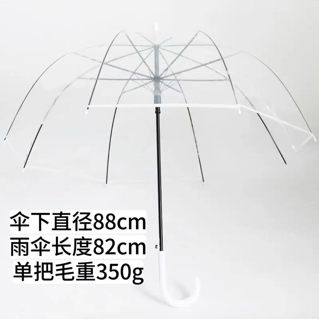 【 23.8inch 갈비뼈】아폴로 흰색 가장자리 투명 우산