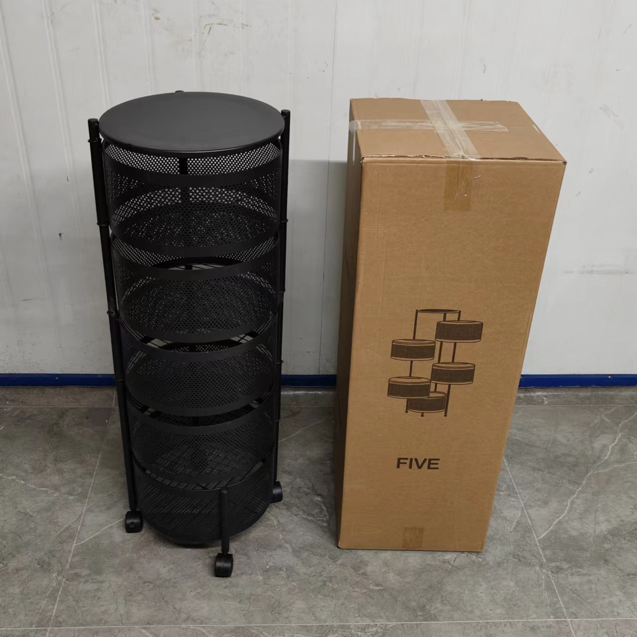 Estante de almacenamiento de marcos redondos rotativos Cesta de cocina - Estante de almacenamiento de marcos redondos rotativos antiguos diseño de ahorro de espacio