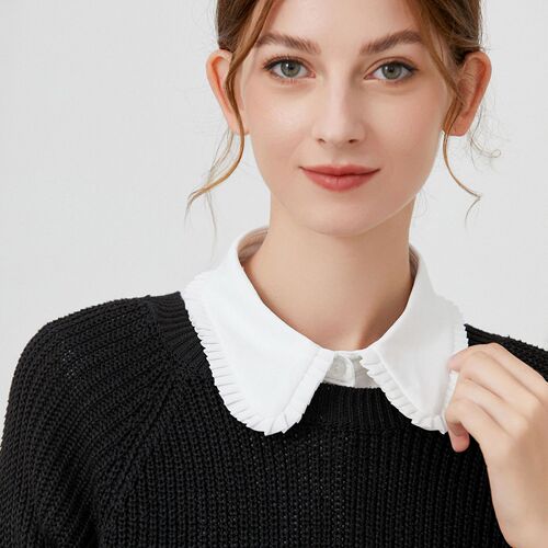 White chiffon shirt for women, ear-shaped stand-up collar mesh shirt, professional and fairy top, super fairy and foreign style