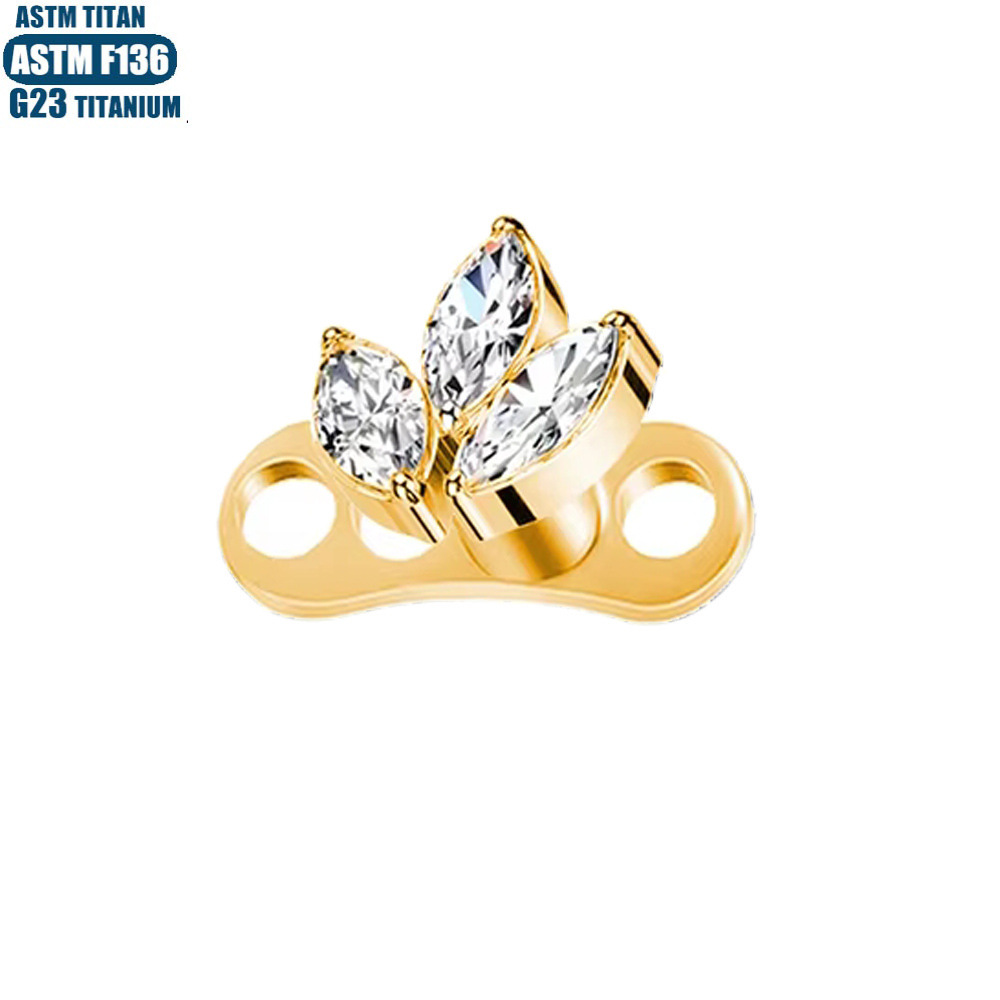 F136 Titanium Alloy Inlaid Diamond Stud Screw-on Dermal Anchor - Fashion Body Piercing Jewelry for Clavicle, Skin Grafting, Surface Piercing detail image 7
