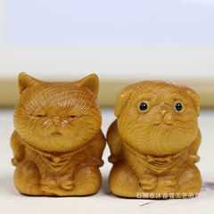 Clay Incense Wood Carving Cute Animal Cat and Dog Gift Handheld Creative Carving Craft Ornament