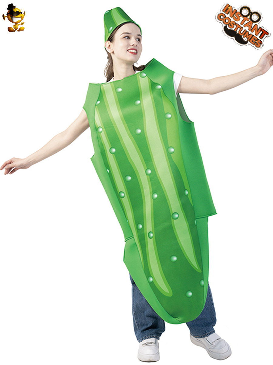 Adulto Halloween divertido cos ropa de pepino ropa para padres e hijos ropa de pareja actuación carnaval ropa de frutas