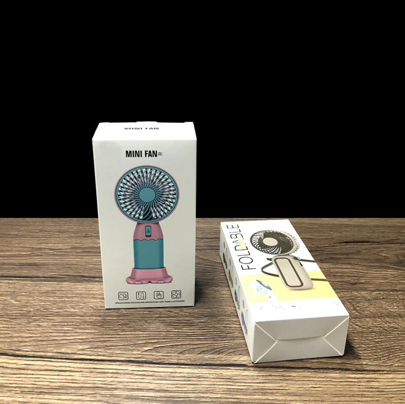 手持ちの扇風機の包装箱は白い紙の折り畳みのmini扇風機のカラーボックスを印刷して卸売りして首の小さい扇風機の紙の箱を掛けます。|undefined