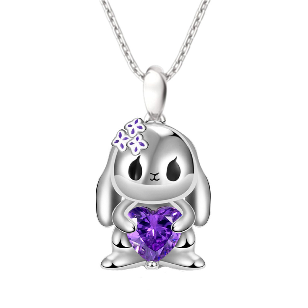 Heißer Verkauf Nette Amethyst Kaninchen Anhänger Halskette Exquisite Mode Tier Schmuck Mädchen Geburtstag Geschenk_voghion.com