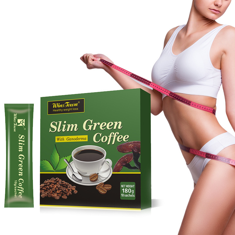Cross-Border Spot Ganoderma Coffee Slim Green Coffee 10g*18 Bags/Box Meal Replacement Instant Green Coffee