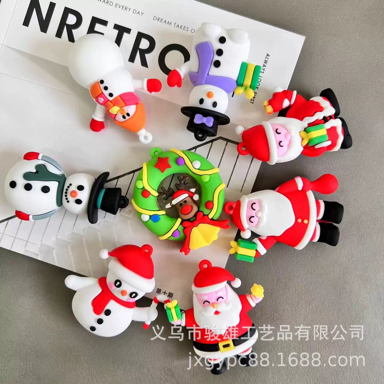跨境卡通圣诞节钥匙扣圣诞老人麋鹿圣诞树挂件装饰品配件小礼品