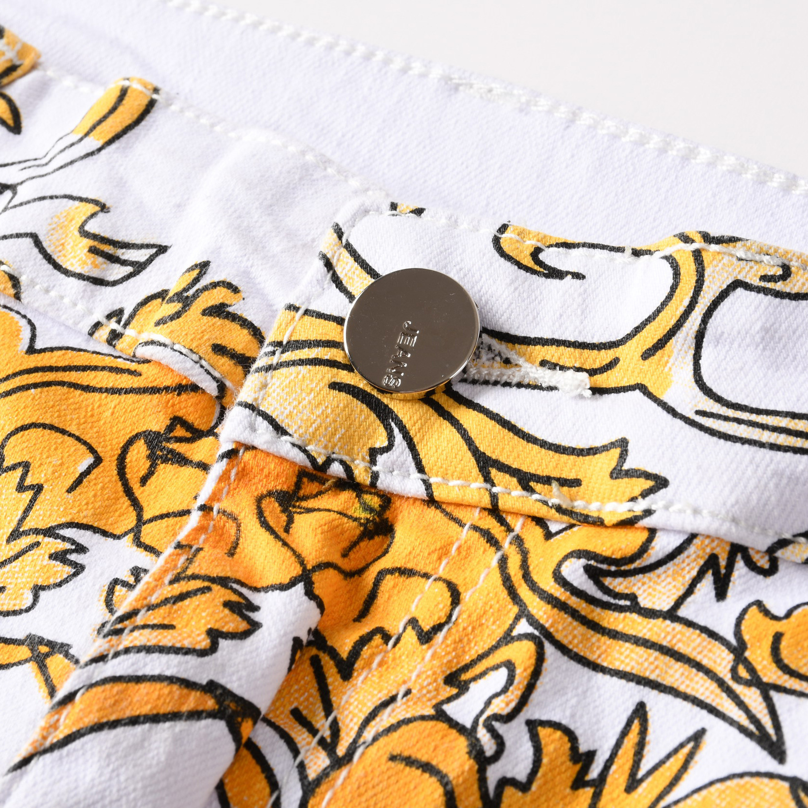 Elastische Herrenhose für Herren, schmale Passform, bunter Pullout-Druck, kleine Füße, lässig, große Jeans, modisch_voghion.com