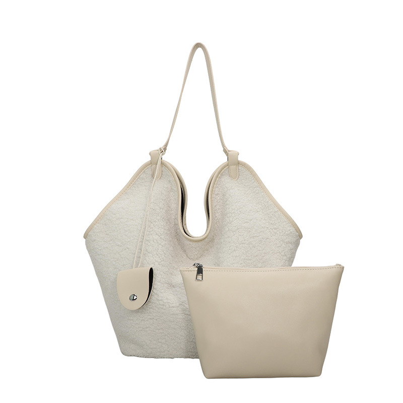 Bolso Tote de Peluche para Mujer Gran Capacidad Juego 2 en 1 para Uso Diario