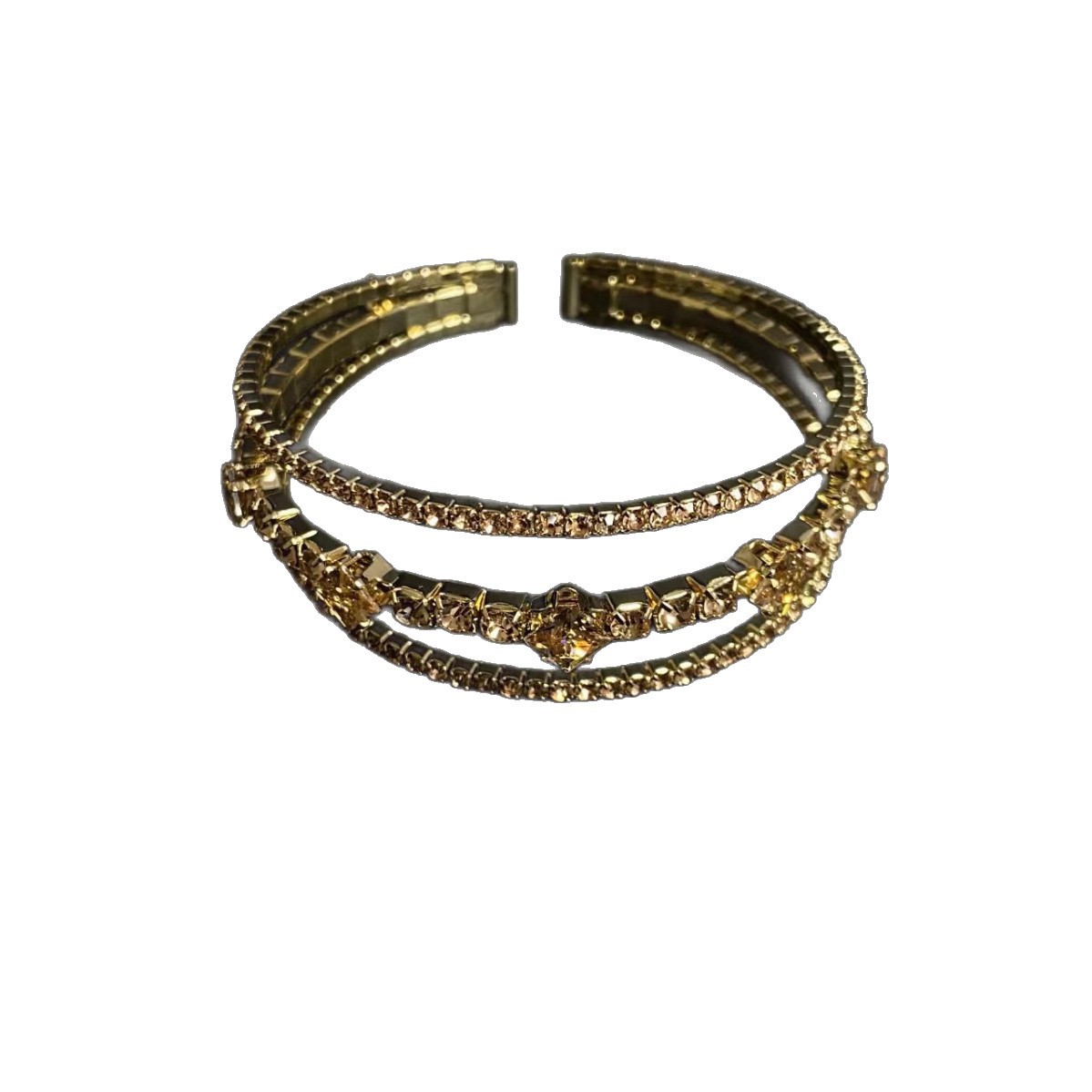 Pulsera de mujer de oro brillante con circonitas y múltiples capas, estilo retro, joyería exquisita y elegante para uso diario._voghion.com
