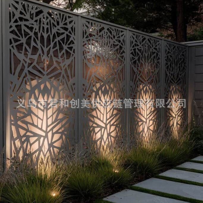 Laser Cutting Privacy Screen Fence Guardrail Fence Courtyard Carved Metal Door Panel Stair Handrail Railing