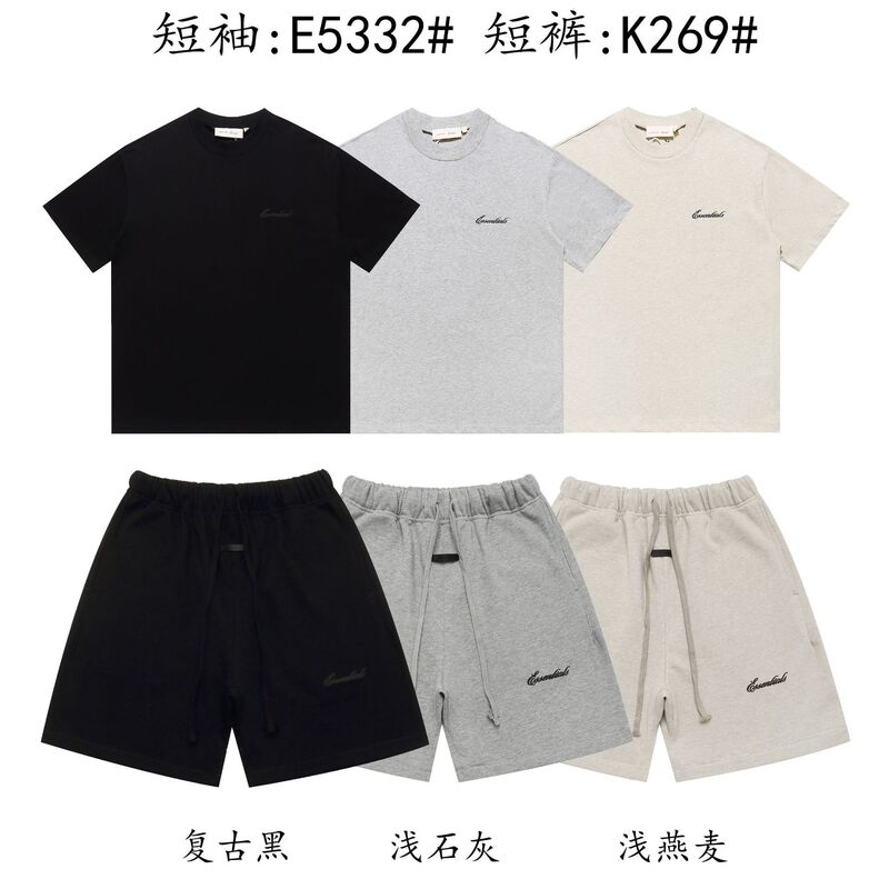 ESS American niche streetwear brand, 2026 spring/summer casual short-sleeve T-shirt, unisex, featuring FOG print, retro lettering, and a round neckline ESS American niche streetwear brand, 2026 spring/summer casual short-sleeve T-shirt, unisex, featuring FOG print, retro lettering, and a round neckline