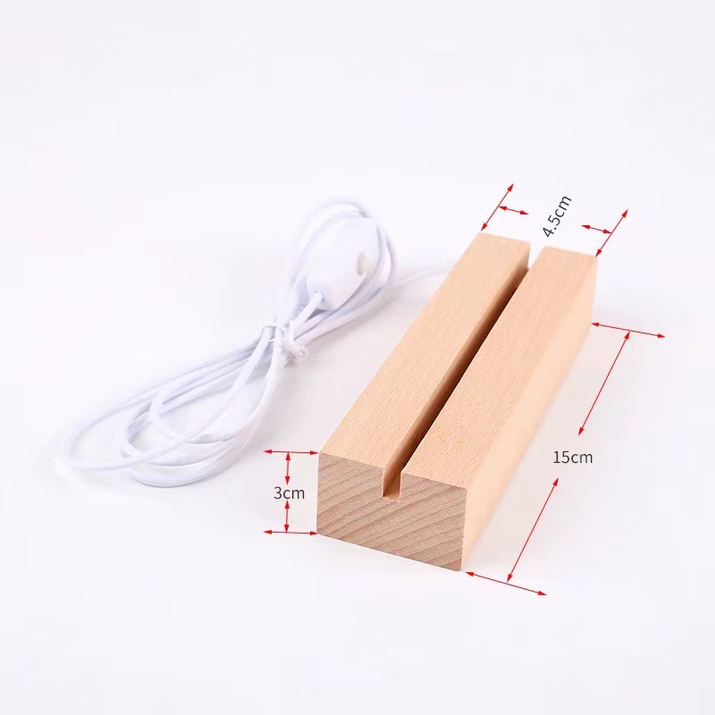 Ronda bola de cristal luz de noche base de luz LED soporte de la lámpara de madera táctil de acrílico base de iluminación en stock al por mayor