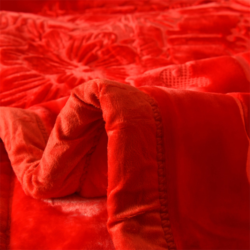 웨딩 빅 레드 담요 축제 웨딩 레드 퀼트 두꺼운 더블 담요 알몸 슬리핑 클라우드 담요 함께 달리기