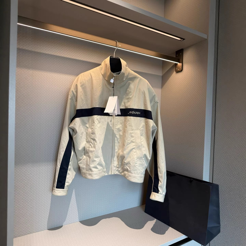 2026 Early Spring Color-Blocked Letter Embroidery Cotton Canvas Sports Loose Casual Stand-Up Collar Zipper Jacket Cardigan
