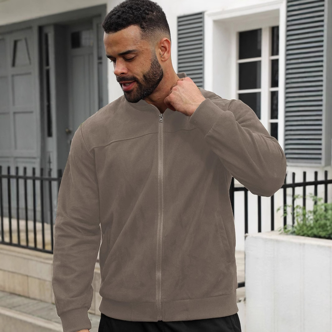 autumn velvet solid color jacket with zipper